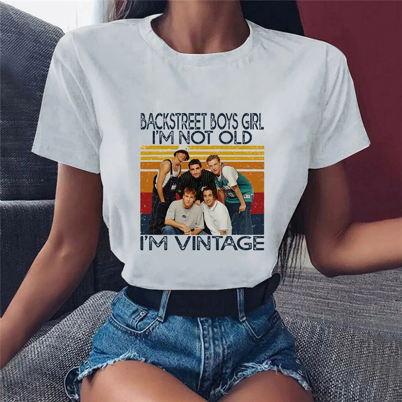 

2024 Hot Sale Watercolor Backstreet Boys Print T Shirt Women Cool Hip Hop Tshirt Femme White Hipster Female T-Shirt Streetwear