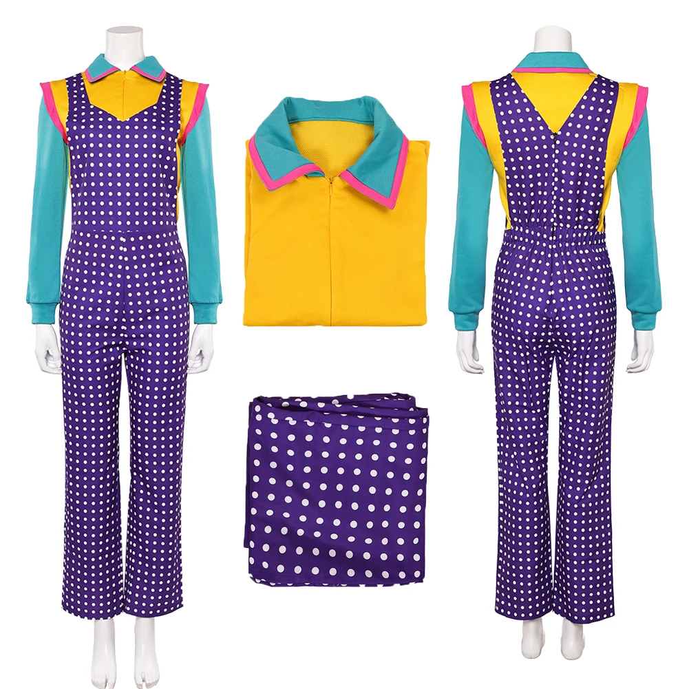 Disguise TV ST 5 2 Holly Wheeler Cosplay Purple Dot Overalls Costume Shirt Clothing Set Outfits Women Halloween Carnival Party