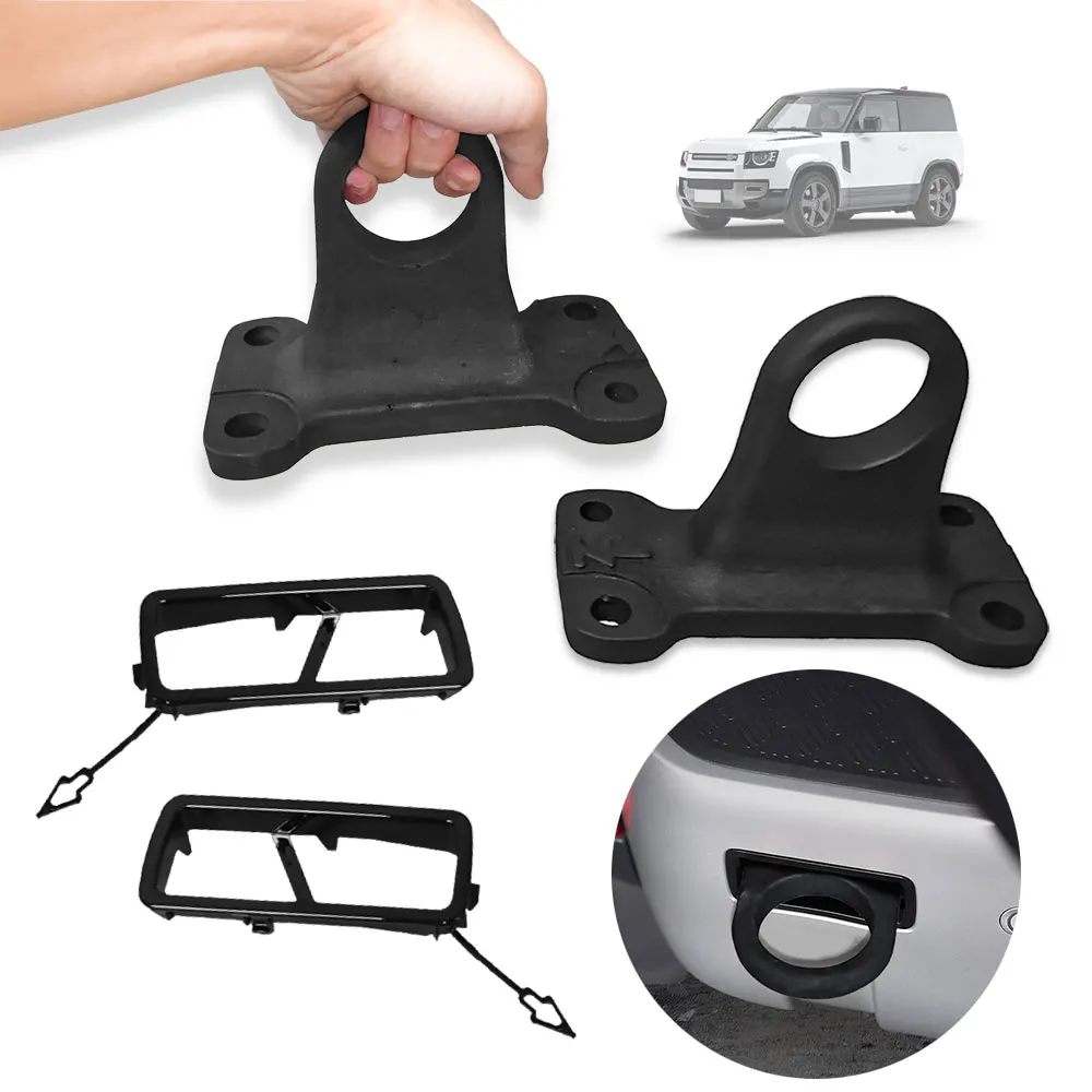

Pair black red rear rescue trailer hook fit for Land Rover Defender 90 110 130 2020 2026 metal tow hook