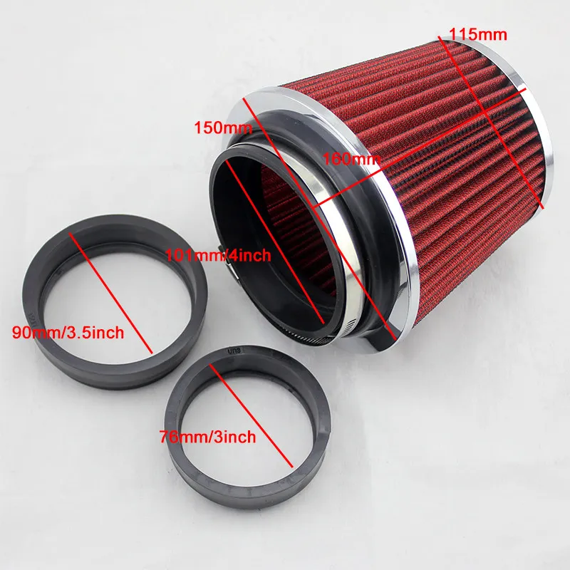 Suitable for Car Modification with High Flow Intake, Mushroom Head Racing, Mushroom Head 75MM Air Filter, High Flow Bellows