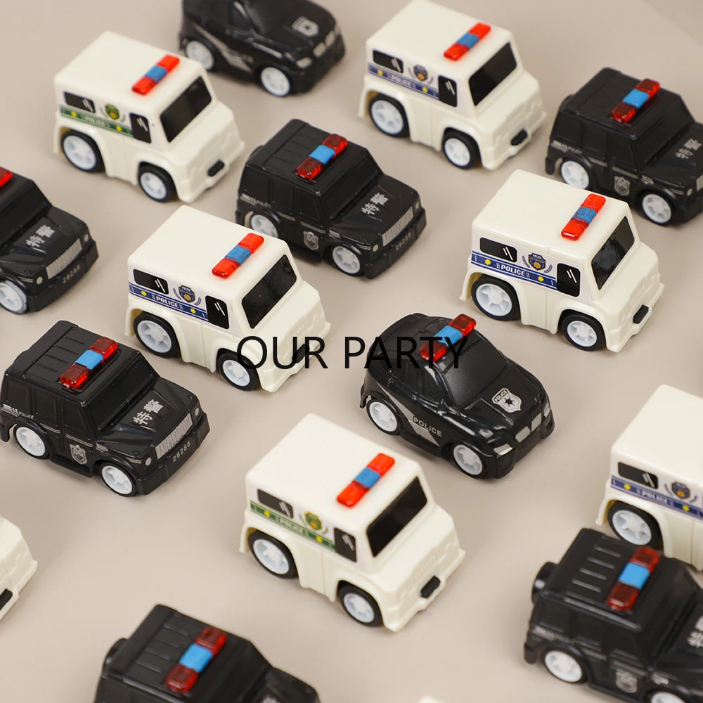 10Pcs Cute Mini Police Ambulance Car Plastic Pull Back Car Toys for Kids Boy Birthday Party Favors Pinata Fillers School Rewards