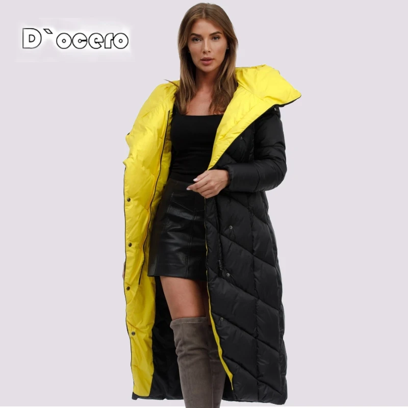 CEPRASK New Women\'s Down Jacket Winter Parkas Hooded Female Quilted Coat Long Large Size Outwear Warm Cotton Classic Clothing