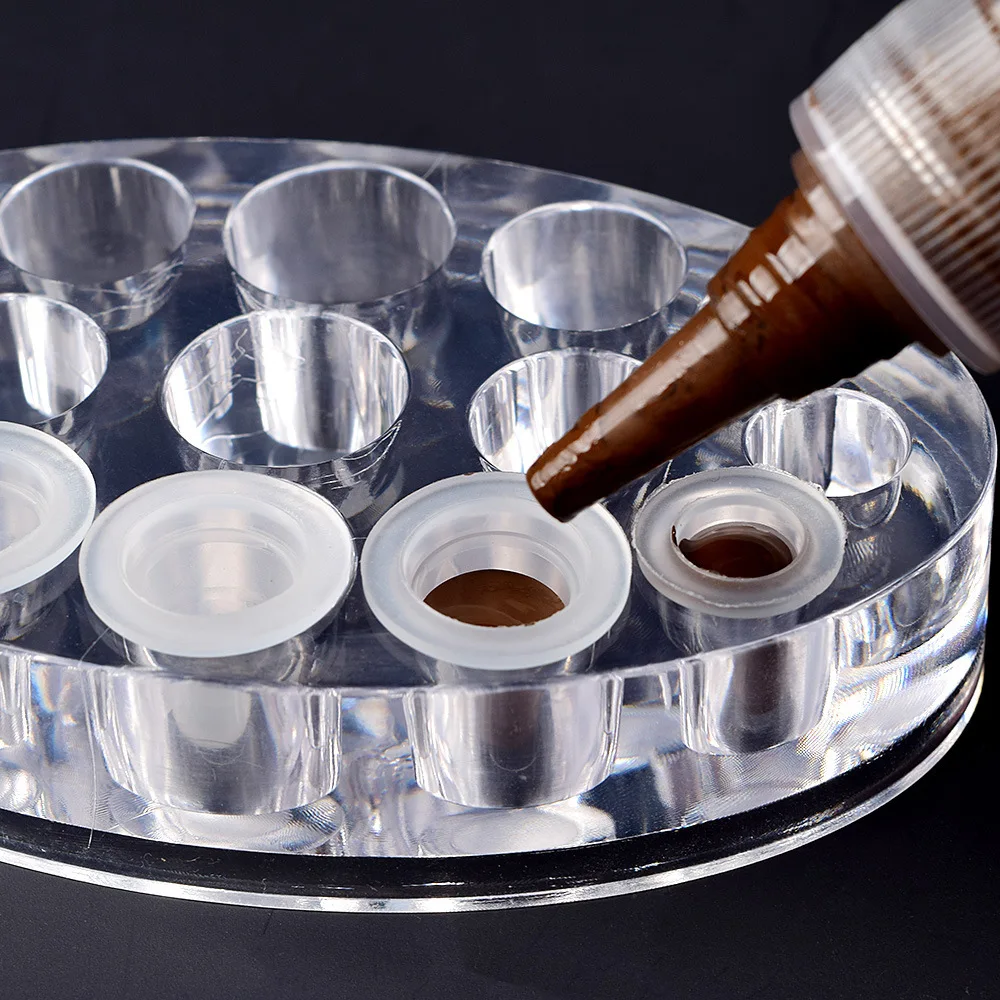100Pcs Disposable Silicone Tattoo Ink Cup Size Permanent Tattoo Makeup Eyebrow Makeup Pigment Container Caps Tattoo Accessories