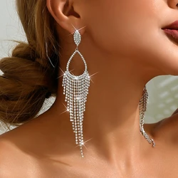 2pcs women's jewelry rhinestone tassel earrings, suitable for women's banquet and party accessories