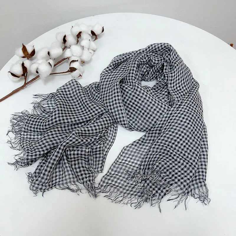 Spring And Autumn New Modal Thin Stripe Black And White Small Check Scarf Soft Women's Scarves