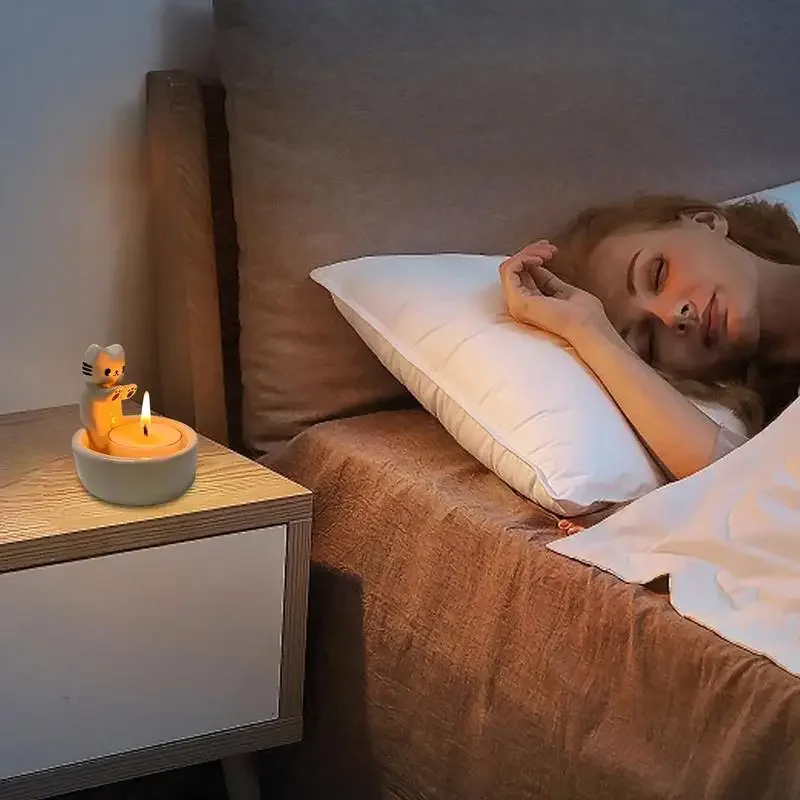 الكرتون القط شمعة حامل الجدول ديكور المنزل الإبداعية مضحك القط الروائح الشموع الشمعدان القط الاحترار الكفوف الشمعدان