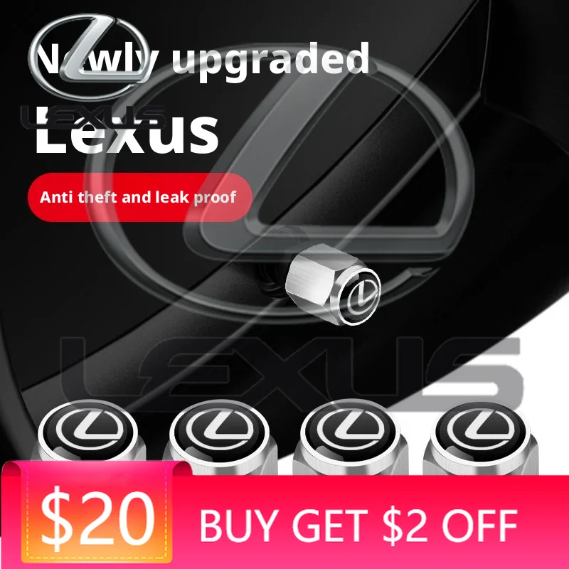 

Emblems 4Pcs Car Styling Metal Wheel Tire Valve Caps Dust Accessories For Lexus F SPORT Plug-in Hybrid ES UX 300e GX LBX NX RX 3