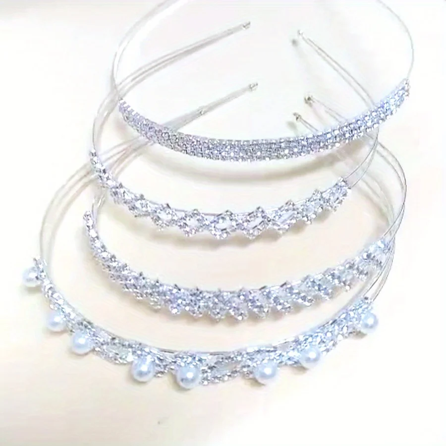 

Rhinestone Pearl Headband for Women Girl Wedding Bride Elegant Hair Hoop Hollowing Party Hairbands Headwear Hair Accessories