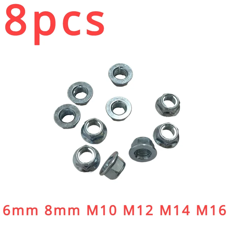 8pcs Motorcycle 6mm-8mm M10 M12 M14 M16 Front, Middle, and Rear Axle Nuts Magneto Self-locking with Washer Nuts