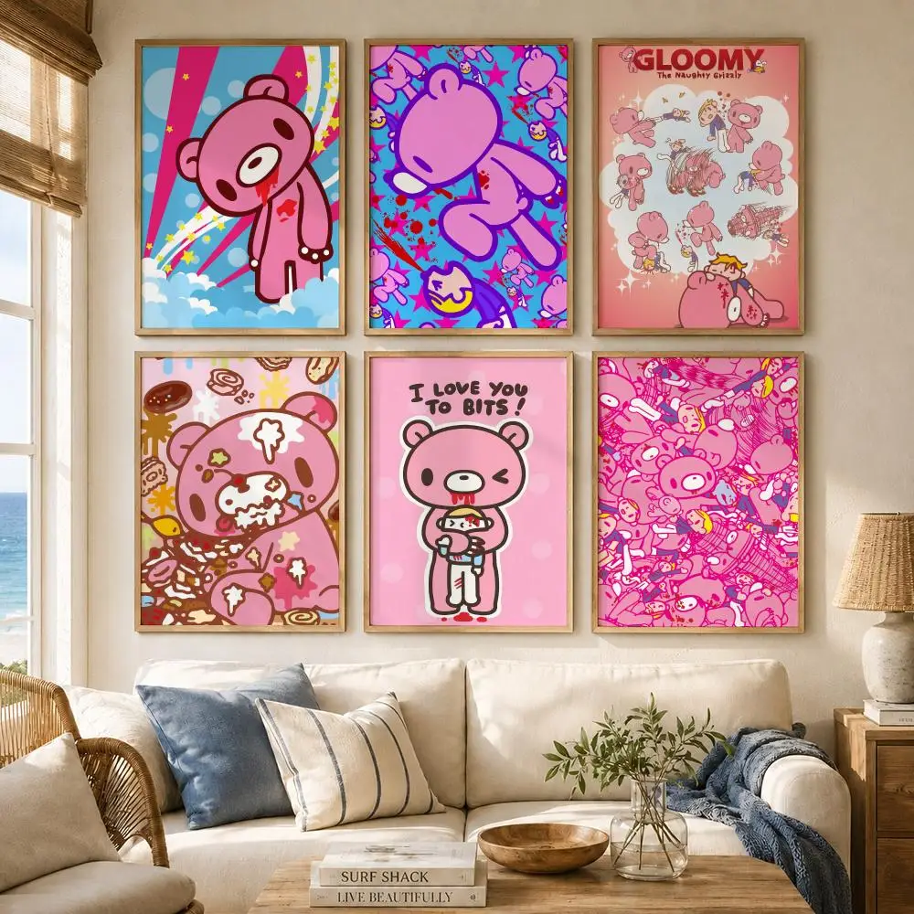 Gloomy Cartoon G-Gloomy Bear Poster Versatile HD Waterproof Wall Art Self-Adhesive Decor for Any Space Ideal Gift