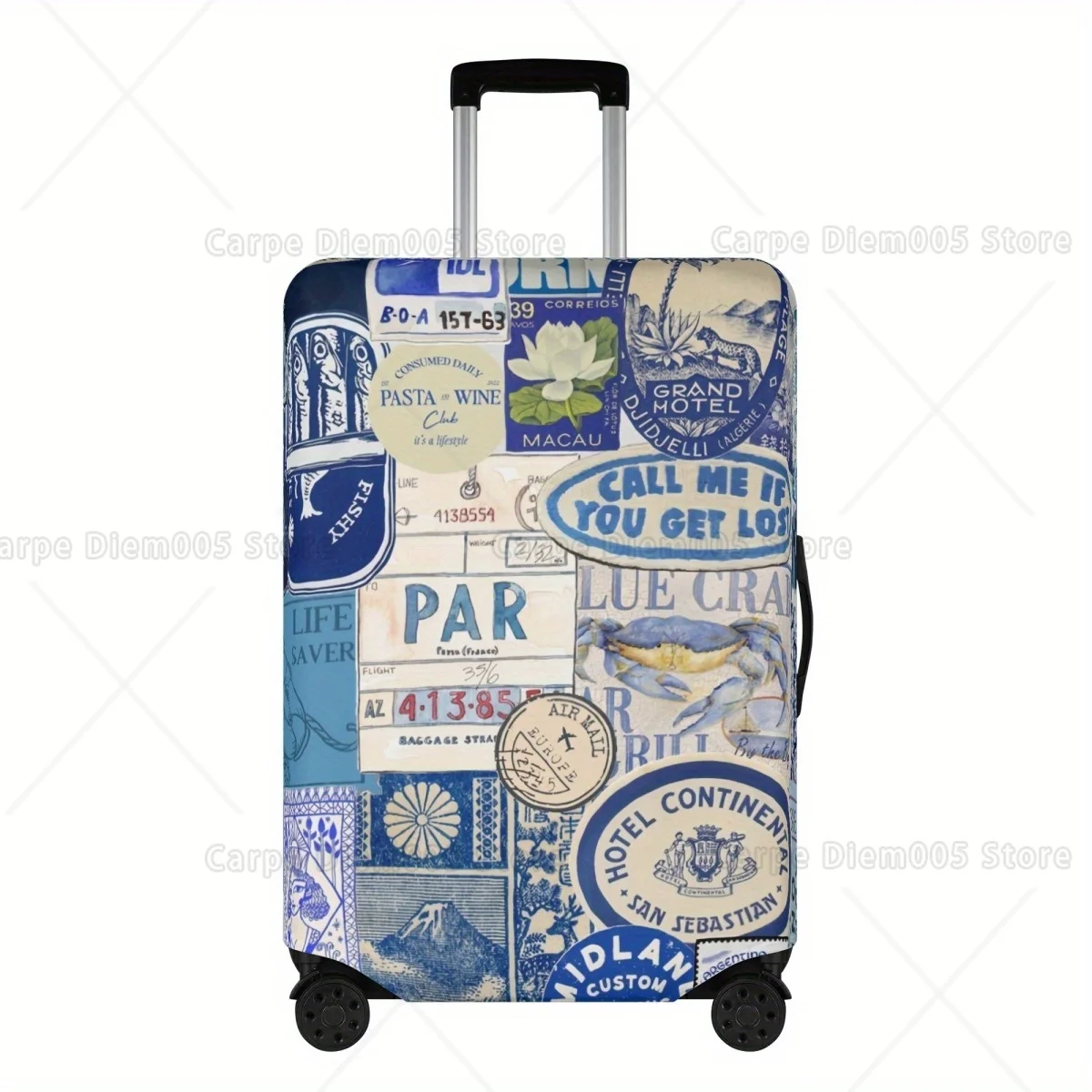

1pc Travel Suitcase Cover Double-Sided Printed Elastic Polyester Washable Reusable Luggage Protector with Vibrant Nautical