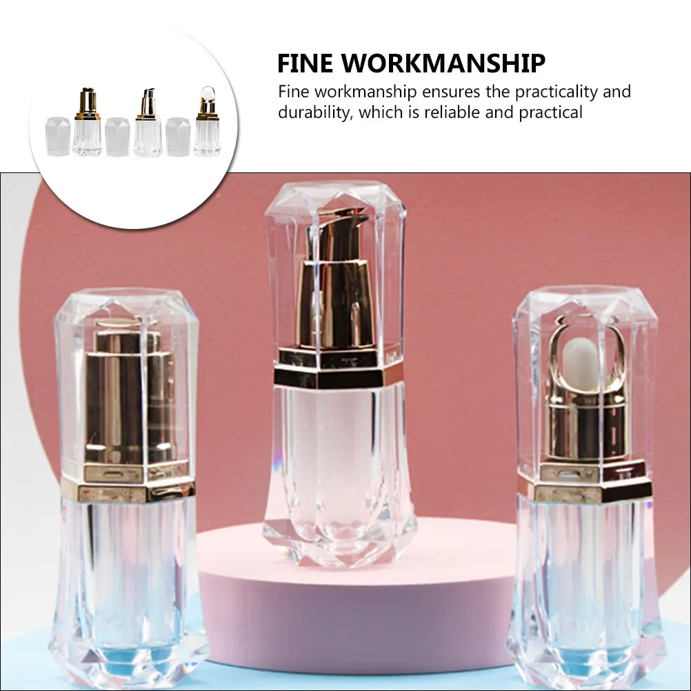 

3pcs Pressing Sub Bottles Refillable Portable Essential Oil Acrylic Containers Small Leakproof Travel Multipurpose Sub