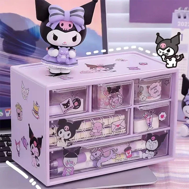 

Sanrio My Melody Kawaii Anime DIY Storage Box Cute Cartoon Cinnamoroll Dormitory Divided Drawer Case Storage Box Kuromi Toys