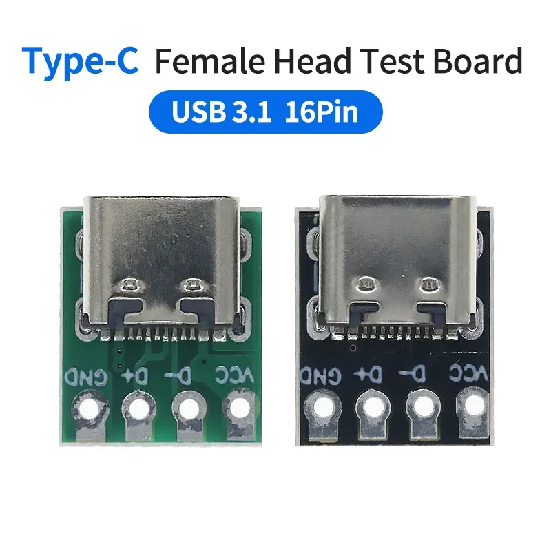 5/20/100PCS USB 3.1 Type C Connector 16 Pin Test PCB Board Adapter 16P Connector Socket For Data Line Wire Cable Transfer