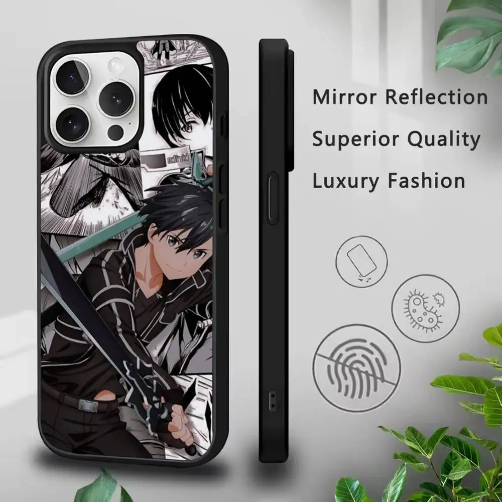 حافظة هاتف Sword Art Online SAO Kirigaya لهاتف IPhone 17,16,15,Pro,Max,Air,14,Plus,13,12,11 Magesafe غطاء شحن لاسلكي