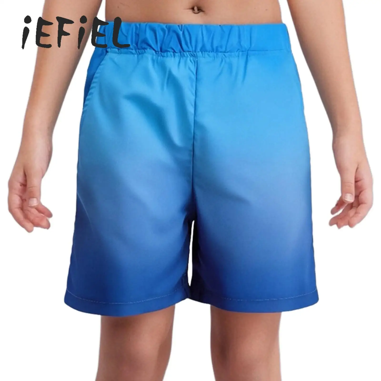 Kids Boys Swim Trunks Swim Shorts with Pockets Gradient Color Swim Bottom Holiday Vacation Quick Dry Beach Surfing Bathing Suit