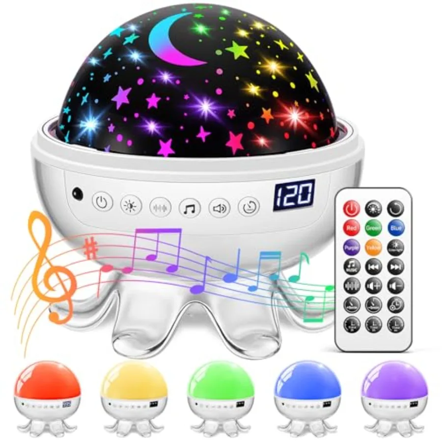 Baby Sound Machine Baby Night Light Projector with Star, 30 Soothing Sounds Noise Machine for Sleep, 31 Color 4 Films Sleep Tra