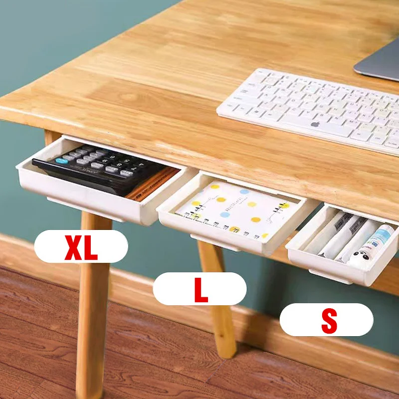 Zelf Stick Potlood Lade Onder Bureau Lade Opbergdoos Verborgen Briefpapier Organizer Stand Voor Pennen Kantoor Thuis Opslag Organisator