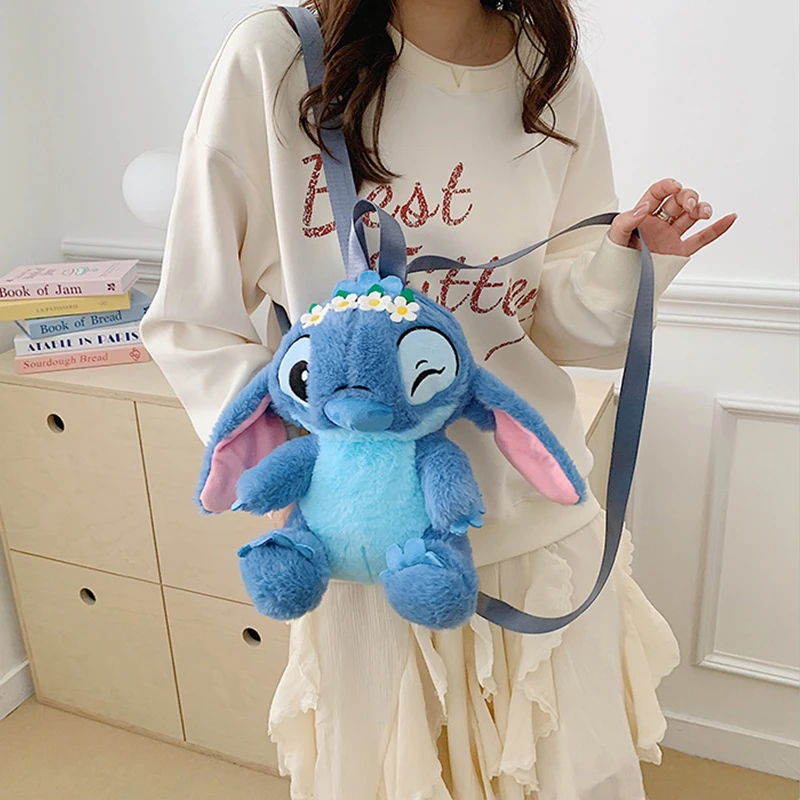 حقيبة ديزني ستيتش أنجل القطيفة، حقيبة ظهر دمية الرسوم المتحركة اللطيفة، حزام كتف قابل للتعديل، هدايا عيد الميلاد والكريسماس #5