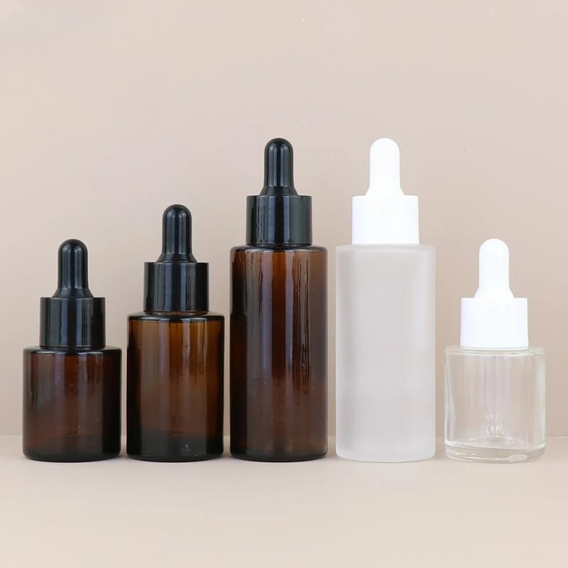 Empty Dropper Bottle Brown/Clear/Matte Essential Oil Glass Aromatherapy Liquid 20/30/50ml Drop for Massage Pipette Refillable
