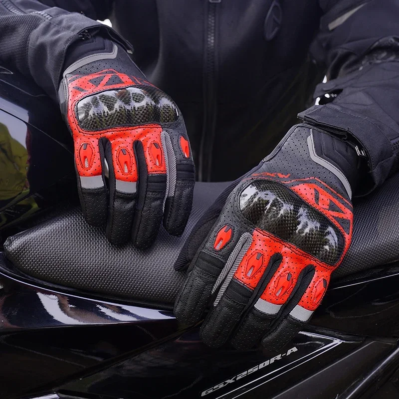 

Summer Motorcycle Racing Riding Gloves Touchscreen Motocross Motorike Cyclin Luvas Carbon Fiber Protective Hard Knuckles Men