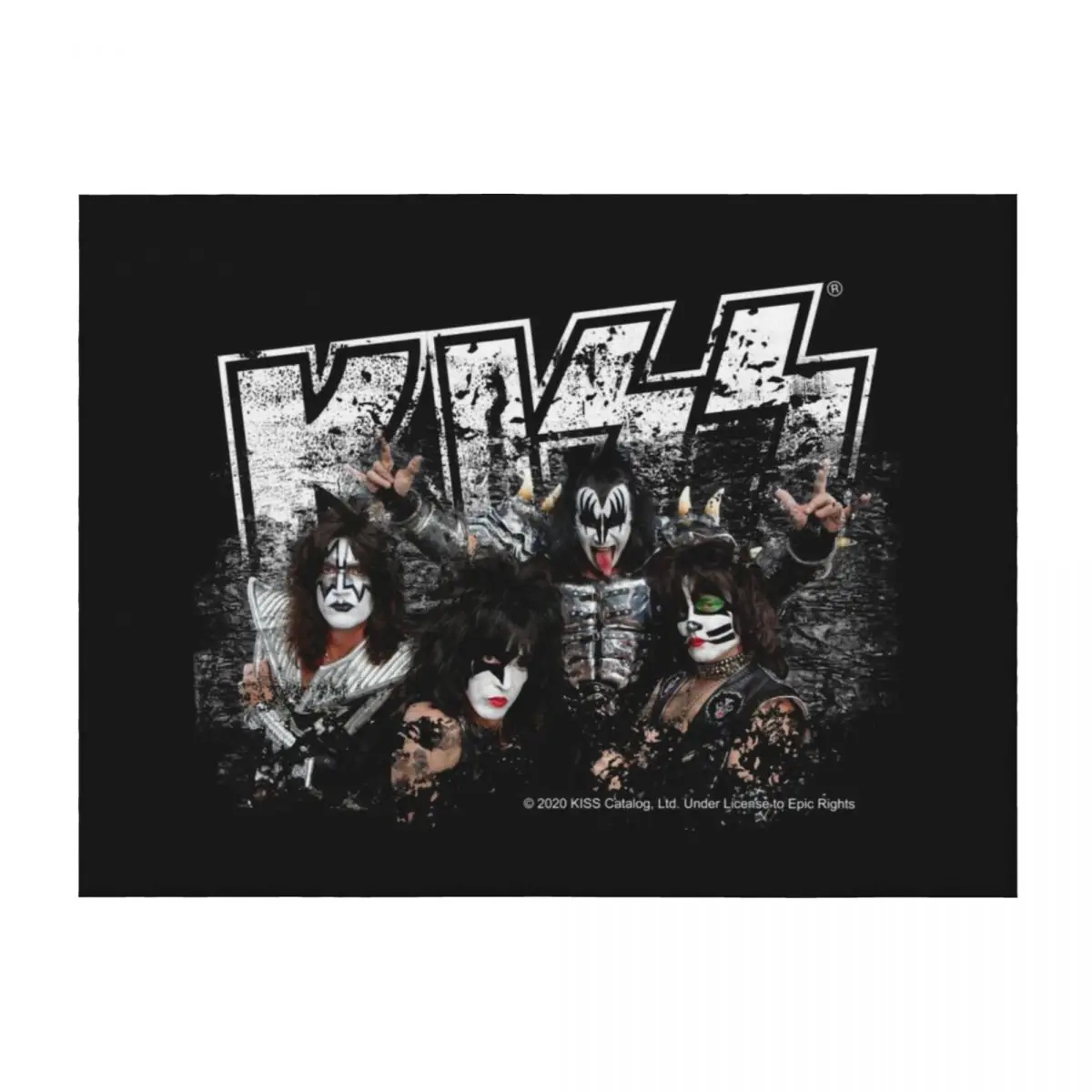

KISS rock music band - Black White Effect Logo and All Membersk music band Throw Blanket warm for winter Travel Blankets