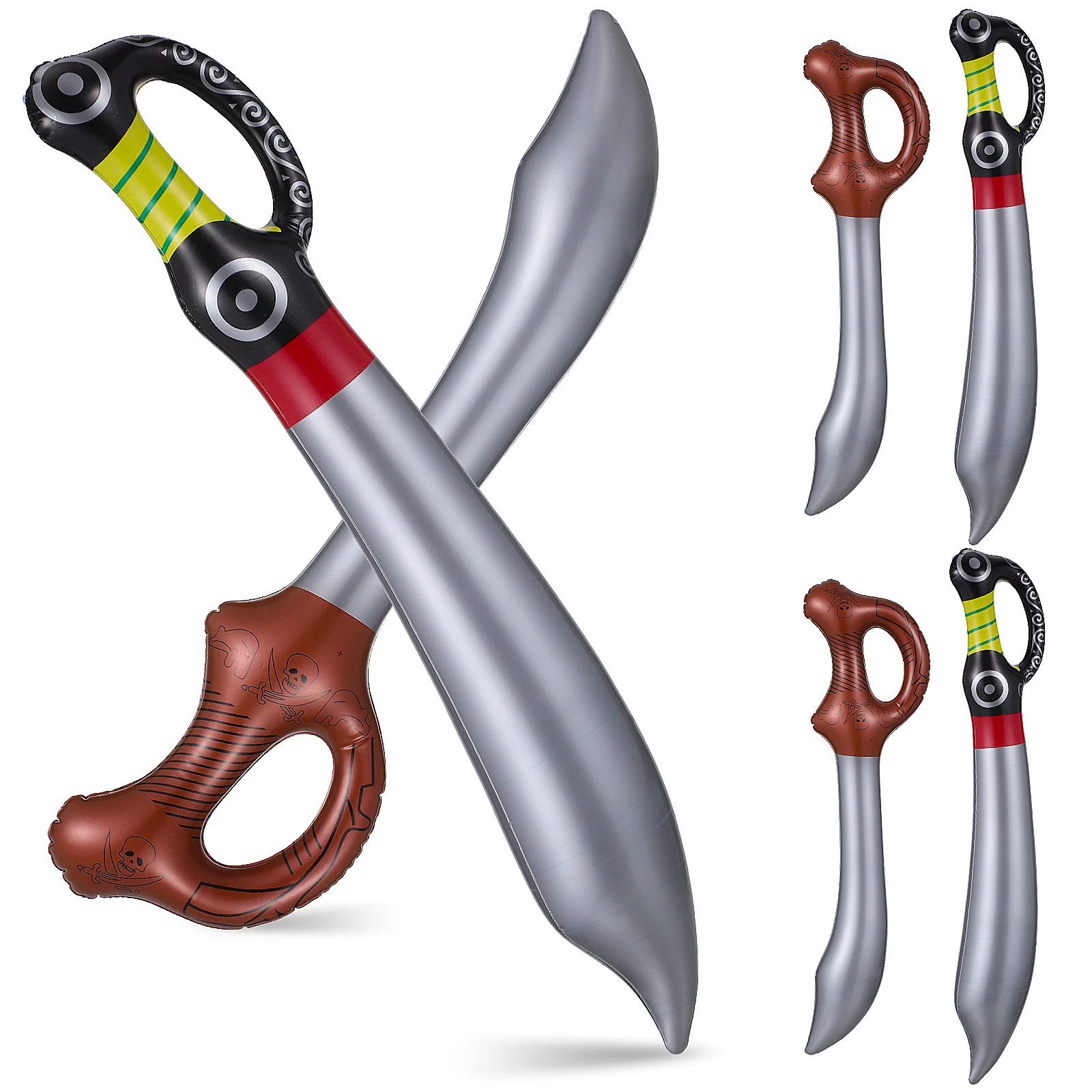 6개입 인플레이터블 해적 검 할로윈 파티 소품 코스튬 액세서리 재미있는 인플레이터블 검 파티 풍선