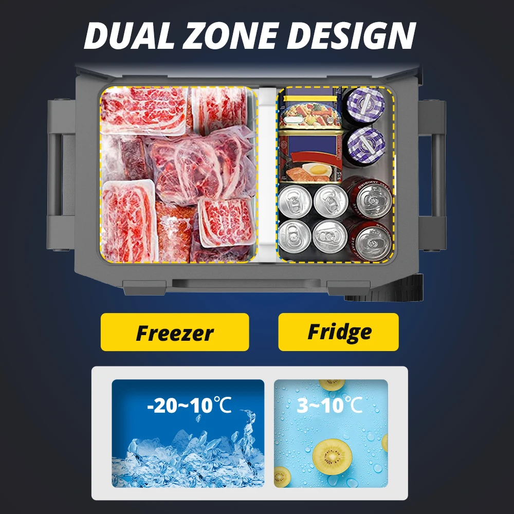 57L Car Cooler 12V DC Portable Refrigerator Stable Performance Outdoor Fridge For Camping RV Household Electric Power Source
