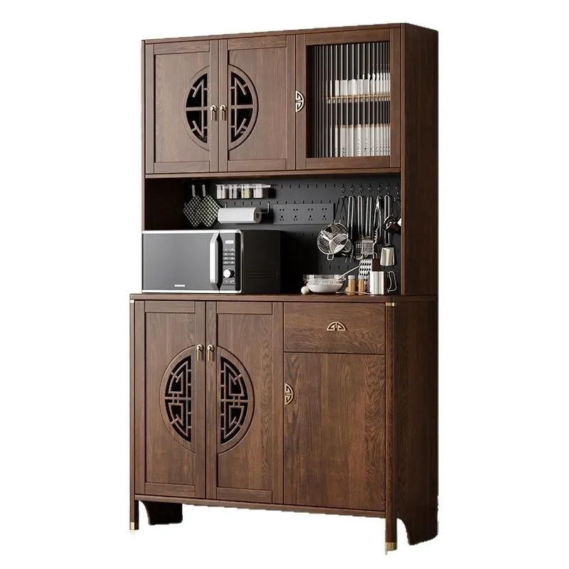 New Chinese-style solid wood dining side cabinet integrated against the wall tea cabinet kitchen dining room living room wine