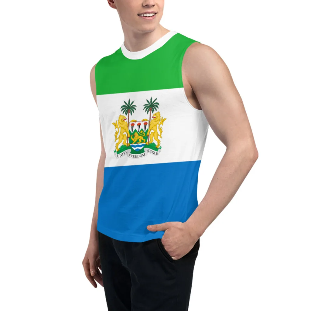 Sleeveless T-shirt Sierra Leone Flag 3D Men's Boys Tshirt Gyms Tank Tops Fitness Joggers Basketball Training Vest