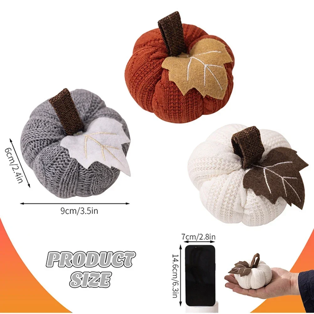 Reusable Knitted Pumpkin Decorative Pumpkins Fall Ambiance Warm Knit Details Year-round Elegance Environmentally Friendly