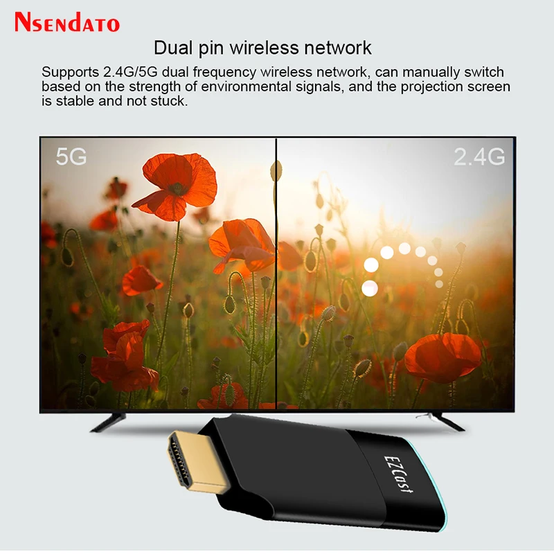 EzCast-ミラーリングライト,2,5g,wifi,HDMI,iOS,Android,PC用のTVレシーバーアダプター