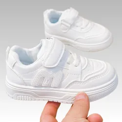 Black Kids Shoes Sports Running Casual Walking Student Fashion New Leather Children's Sneakers Breathable Soft Child Outdoor 20-