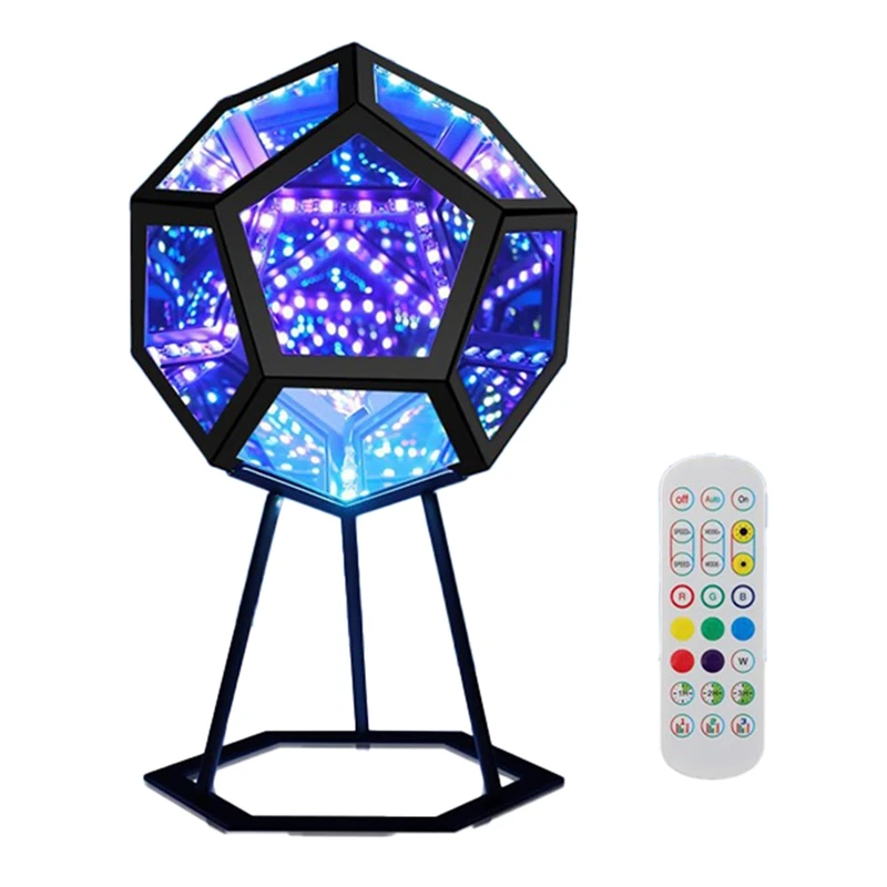 

ABFY-Mirror Light, Infinite Dodecahedron Light For Gaming Room Decor 3D Cube Cool RGB Color Changing Night Lighting