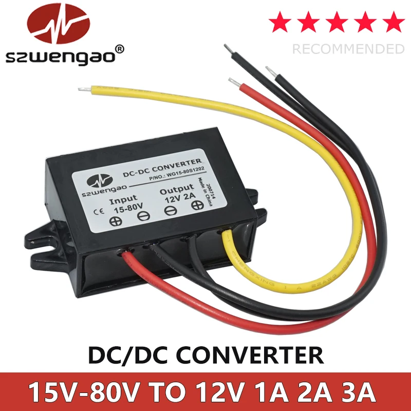 تيار مستمر 15 فولت-80 فولت 24 فولت 36 فولت 48 فولت 60 فولت إلى 12 فولت محول طاقة 1A 2A 3A تيار مستمر باك منظم تنحى الجهد المخفض لعربات الغولف الرافعات الشوكية #1