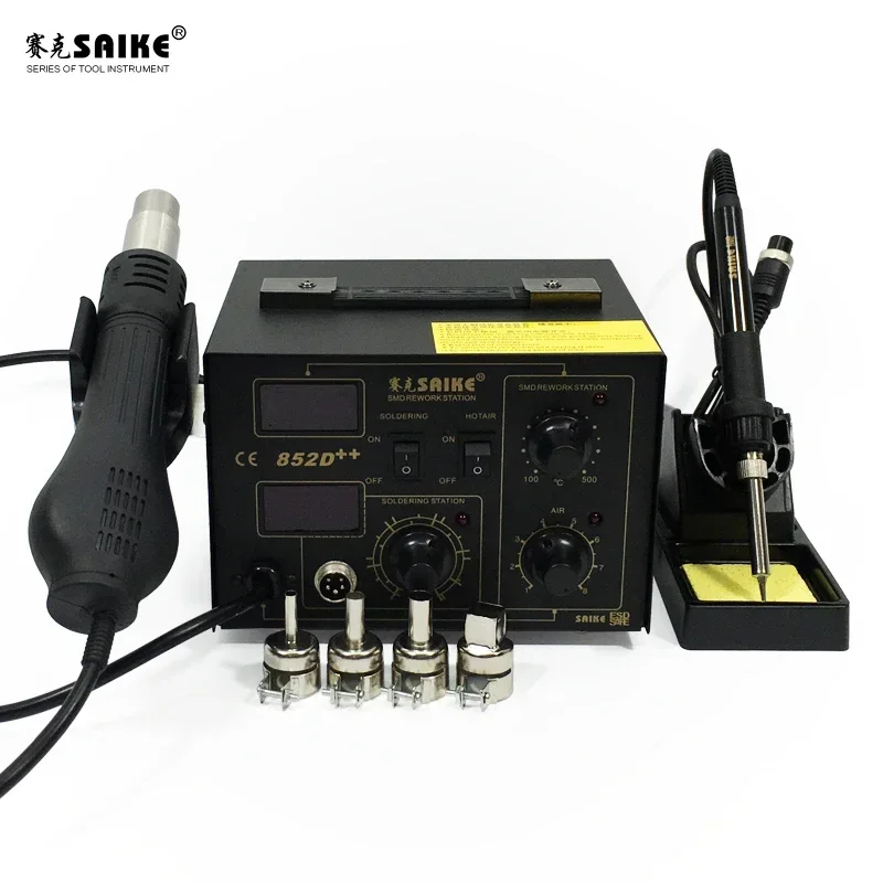 SAIKE 852D++  Rework Station Electricity Soldering Iron Adjustable Constant Temperature 2In1 Rework Soldering Soldering Heat Gun