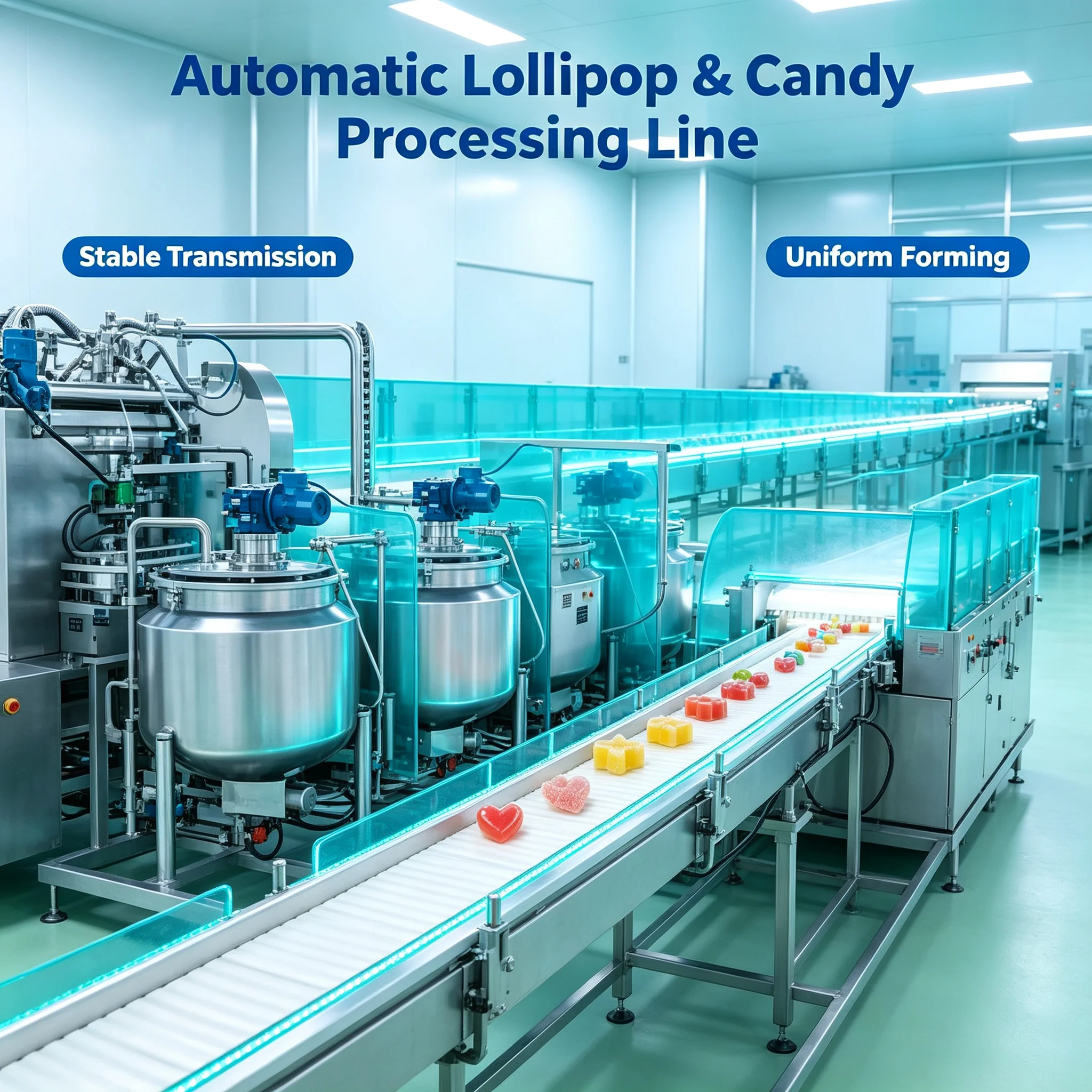 Automatic Sweet Forming Line Continuous Lollipop Production Equipment For Hard Candy Making Customized