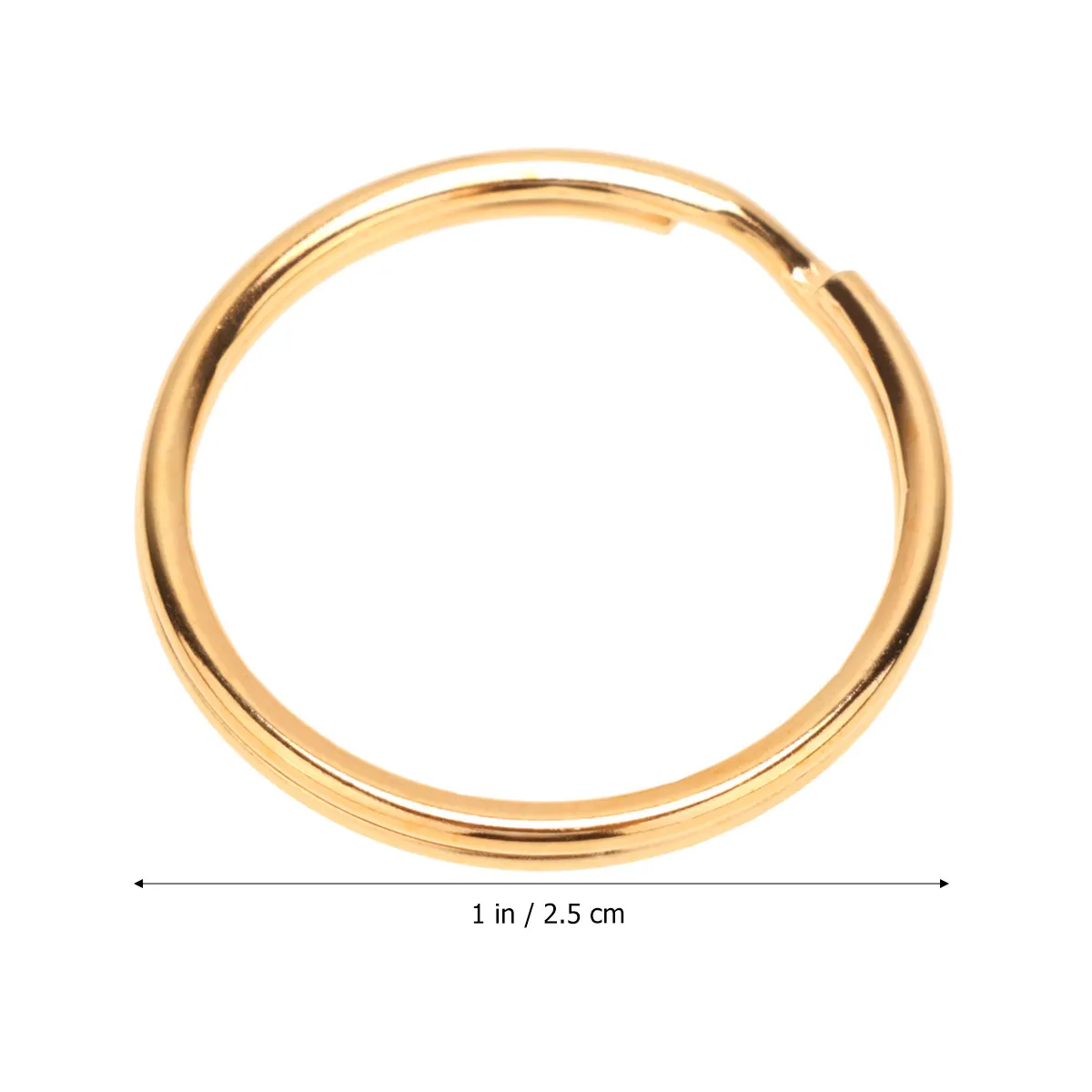100Pcs Golden Key Rings Round Flat 25Mm External Diameter High Premium Metal for Keys Organization DIY Lanyards Jewelry Making