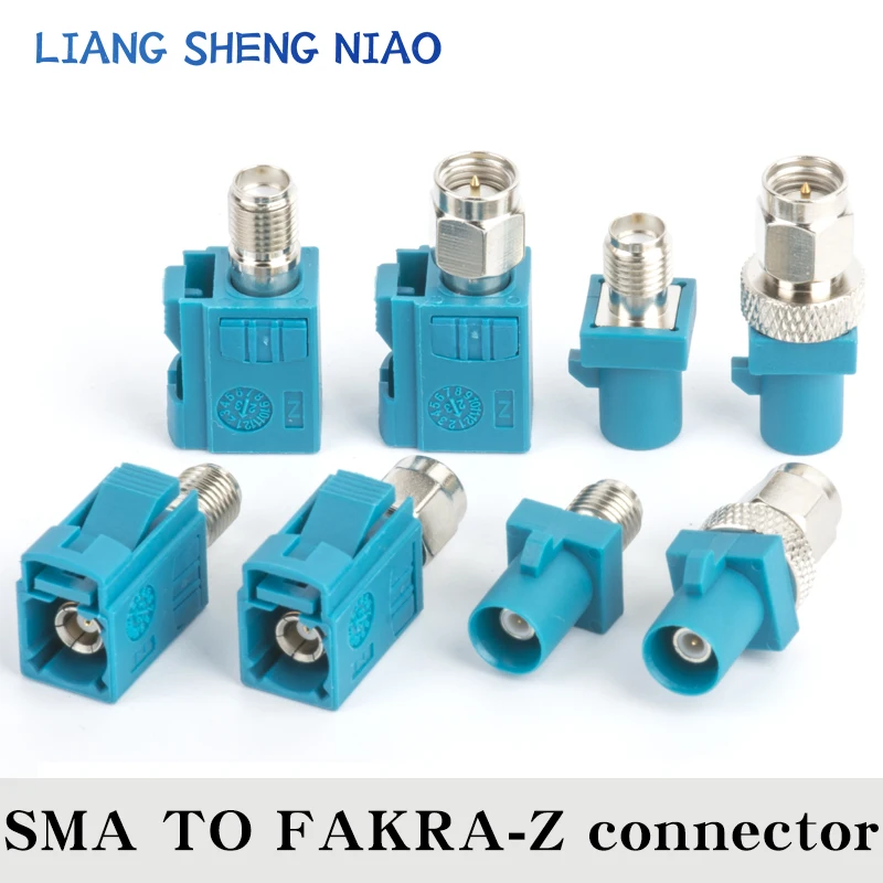 10pcs NEW Fakra Z to SMA Adapter 50 Ohm Blue Fakra C Female Jack to SMA Male Plug Straight Adapter Fits all types of FAKRA plugs