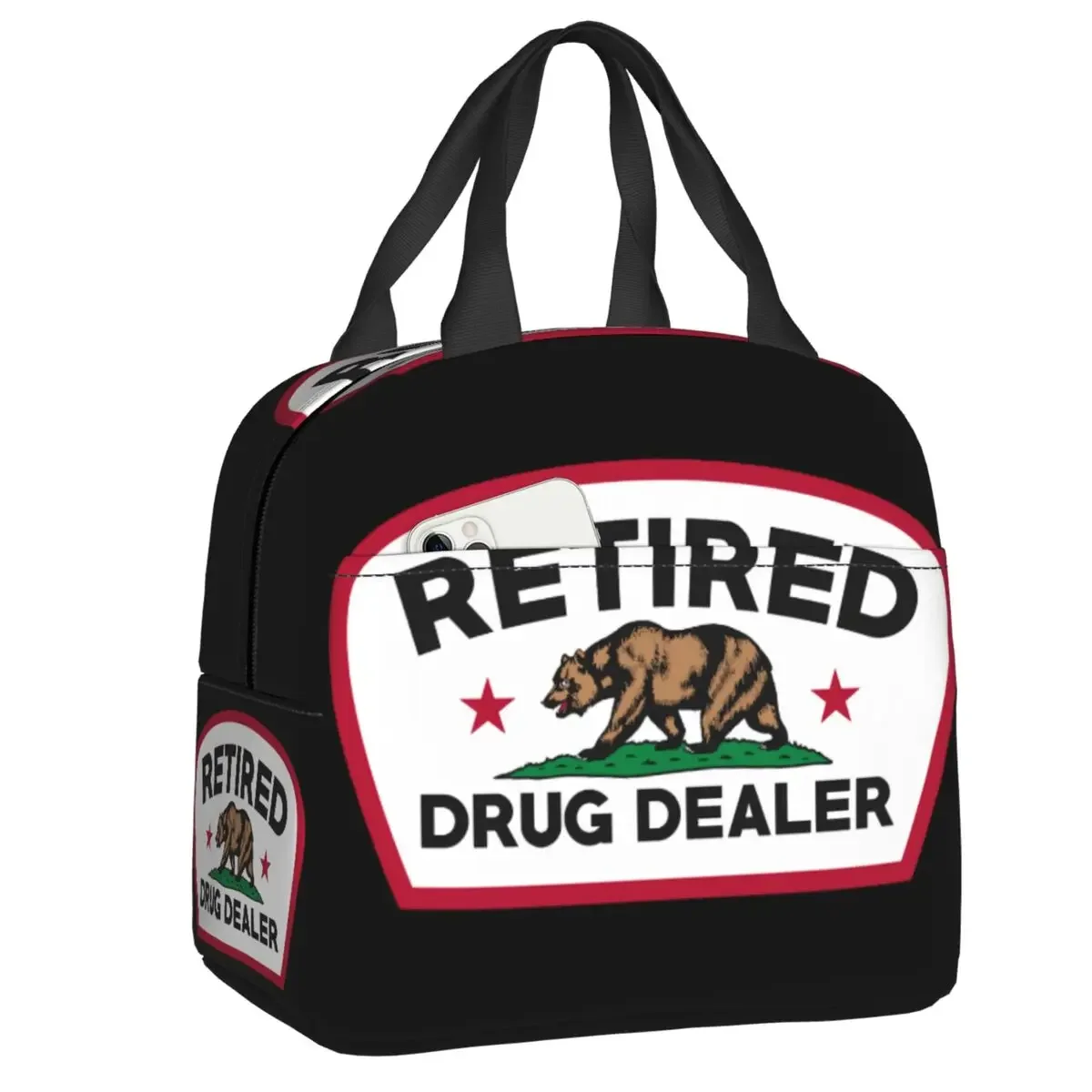 Retired Drug Dealer Insulated Lunch Bags for Women Men Waterproof Funny California Warm Cooler Thermal Lunch Box Beach Camping