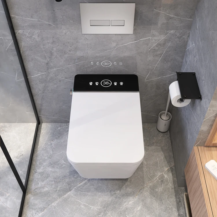مرحاض دافق سهل التنظيف، حمام معلق ذكي، مرحاض سيراميك ذكي مثبت على الحائط