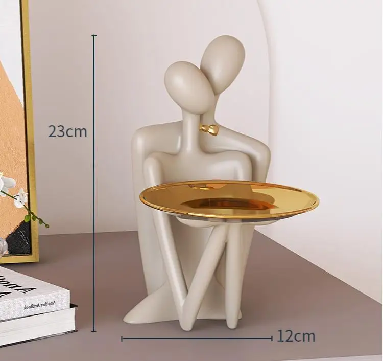 Modern art deco style resin wedding gift abstract figure hug couple jewelry