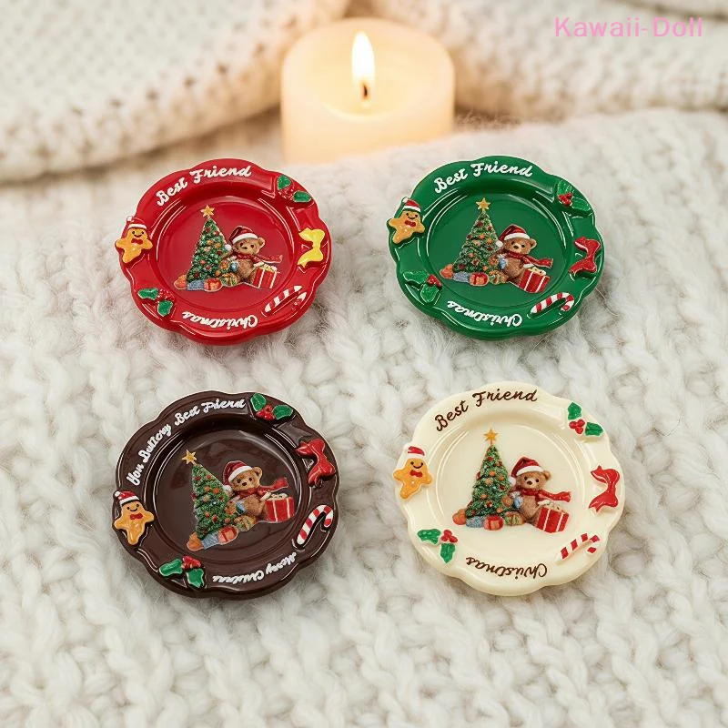 [DO]10Pcs Wholesale Mini Christmas Plates Resin DIY Accessories For Dollhouse Decor Keychain Pendants Desktop Oranment[DO]