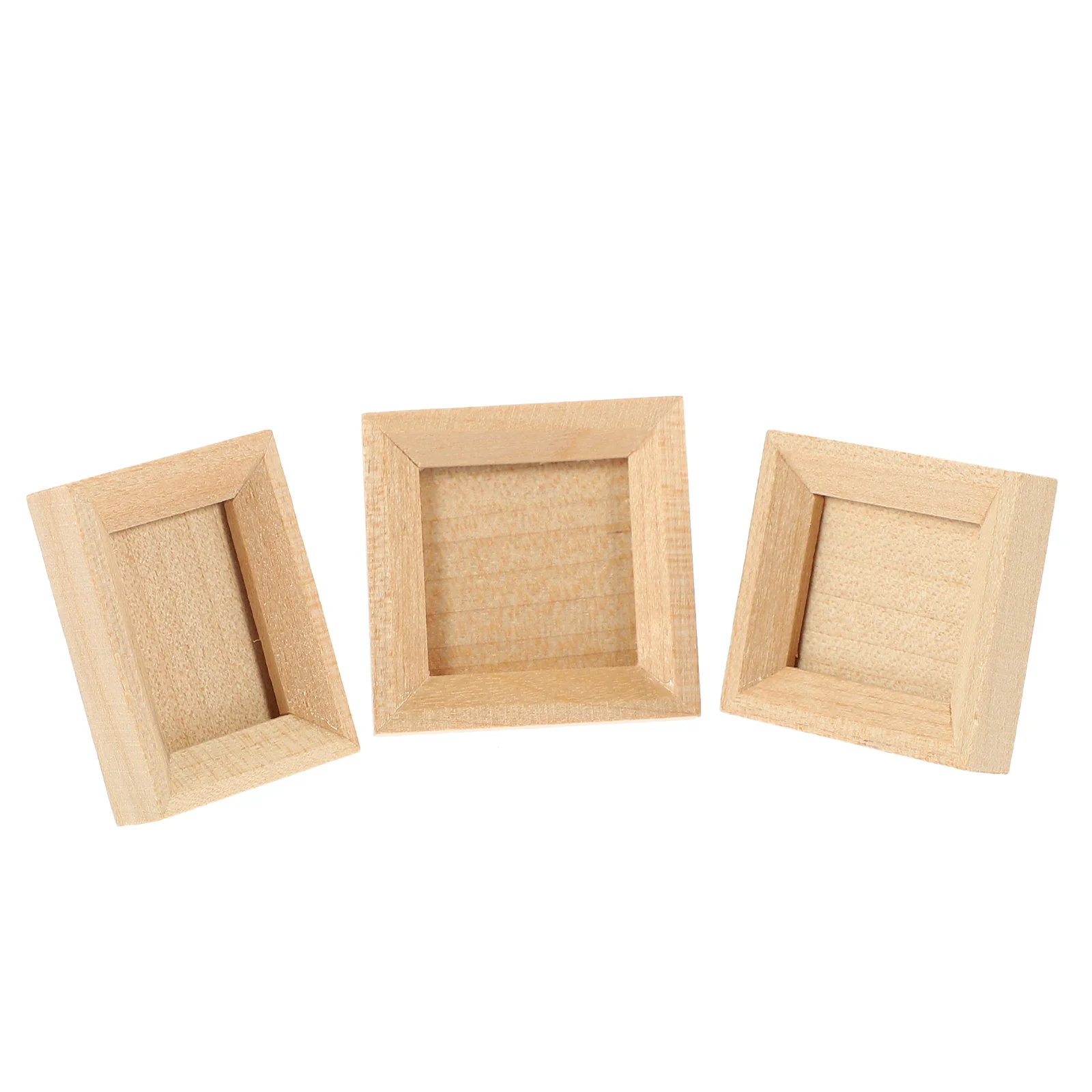 

3 Pcs Miniature Dollhouse Photo Frame Kit Wooden Frames for Crafts Unpainted Fresh Colors Safe Practical Home Furnishing Simple