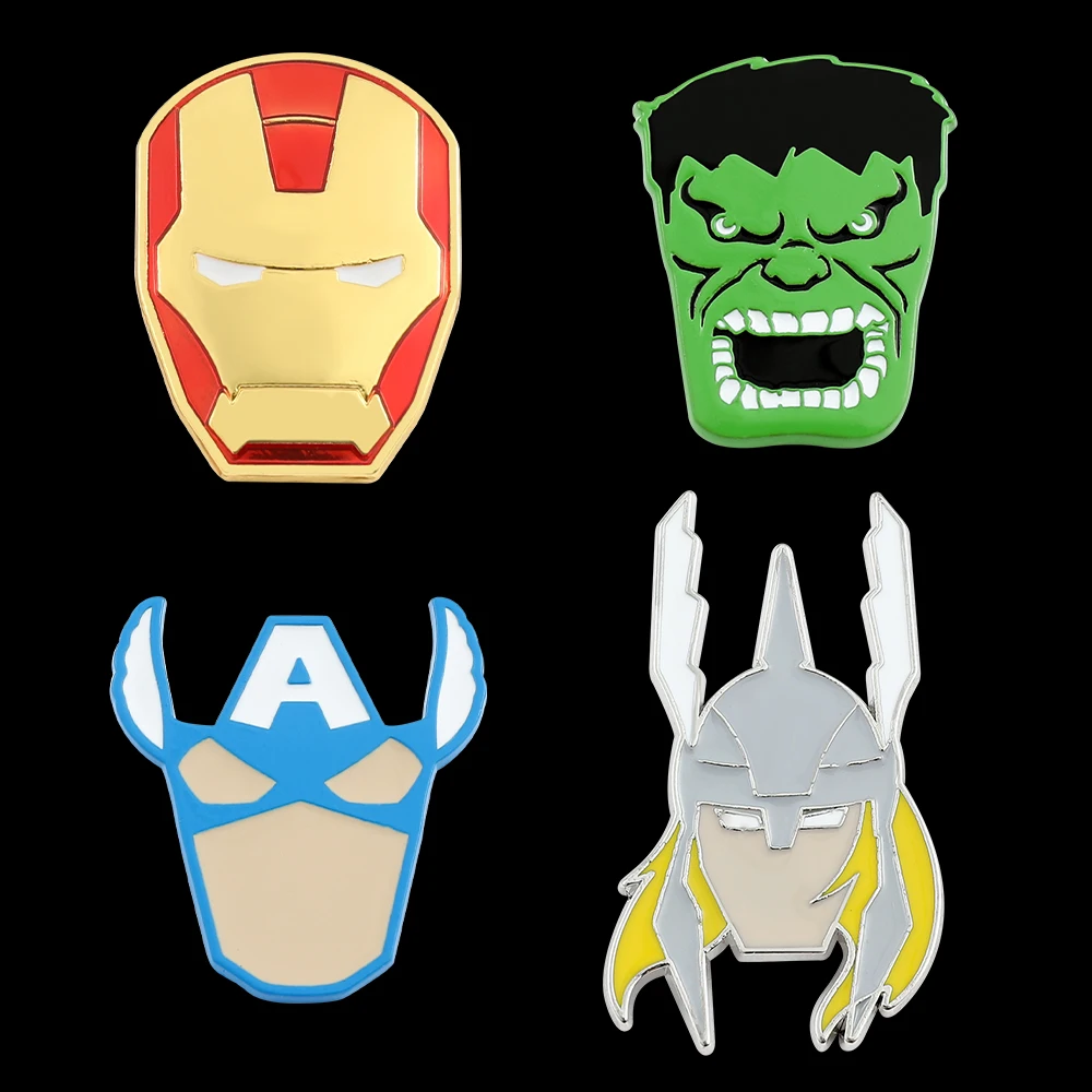 Avengers Superhero Badges Pins Marvel Hulk Iron Man Cute Enamel Brooches for Jackets Backpacks Lapel Pin Jewelry Accessories