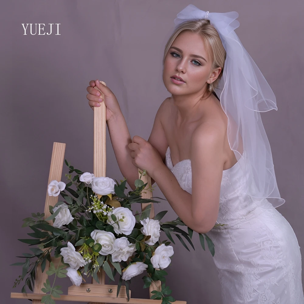 YUEJI White Double Bow Bridal Veil Original Ideas Pencil edge Veil Wedding Cosas Para Boda New arrive 2024 YJ226