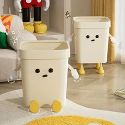 Ins Cute High Beauty Kitchen Living Room Garbage Can Home Premium Bedroom Bathroom Toilet Fun Large Capacity Storage Bin