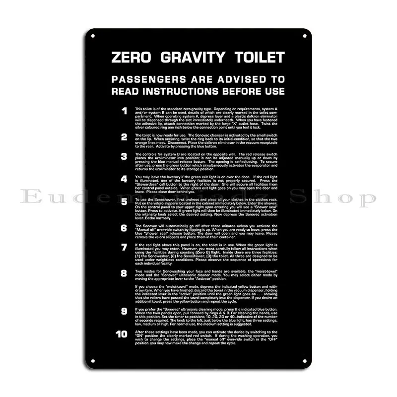 Zero Gravity Bathroom Full White Text Metal Plaque Club Bar Garage Plaques Printing Living Room Living Room Tin Sign Poster