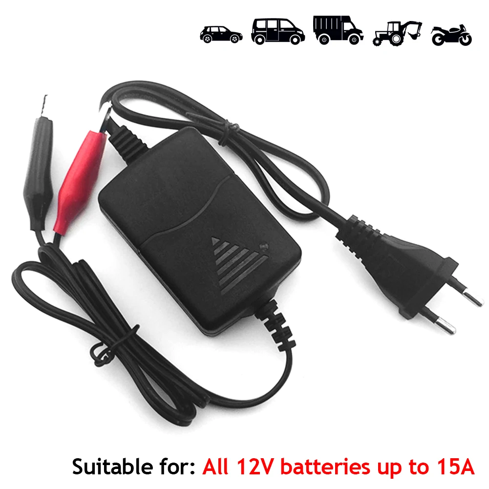 Universal 12V 1300mA Smart Car Battery Charger Rechargeable Sealed Lead Battery Charger for Car Truck Motorcycle Electromobile