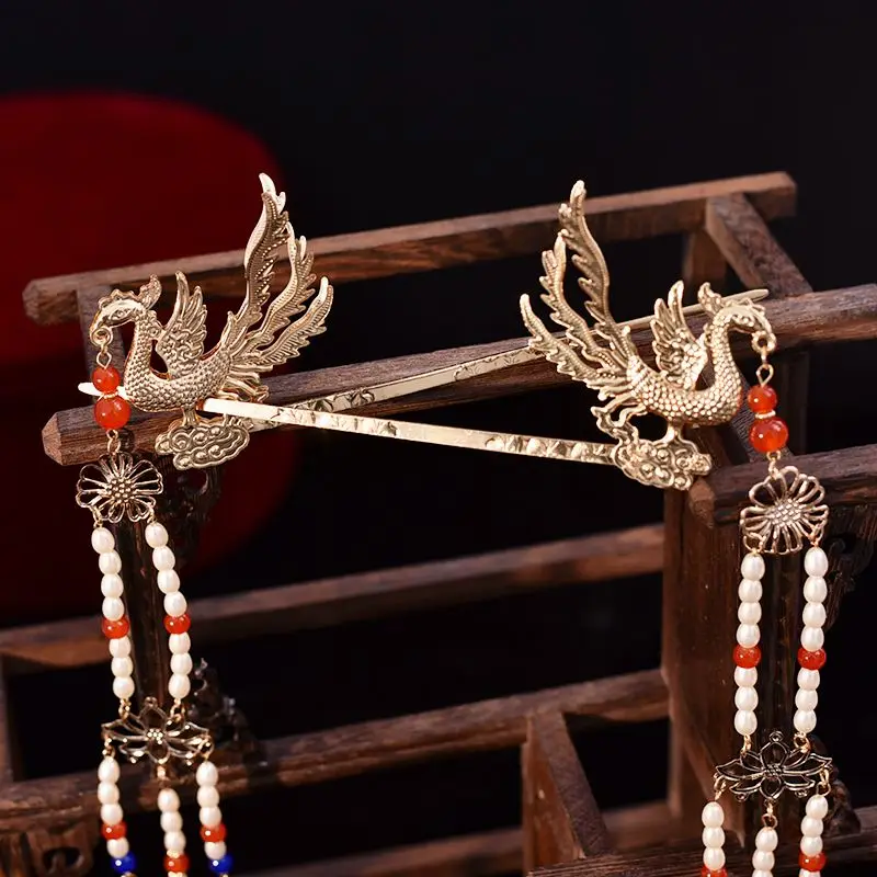 Chinese Style Wedding Headwear Bride's Atmospheric Phoenix Crown Golden Luxury New Wedding Accessories Hair